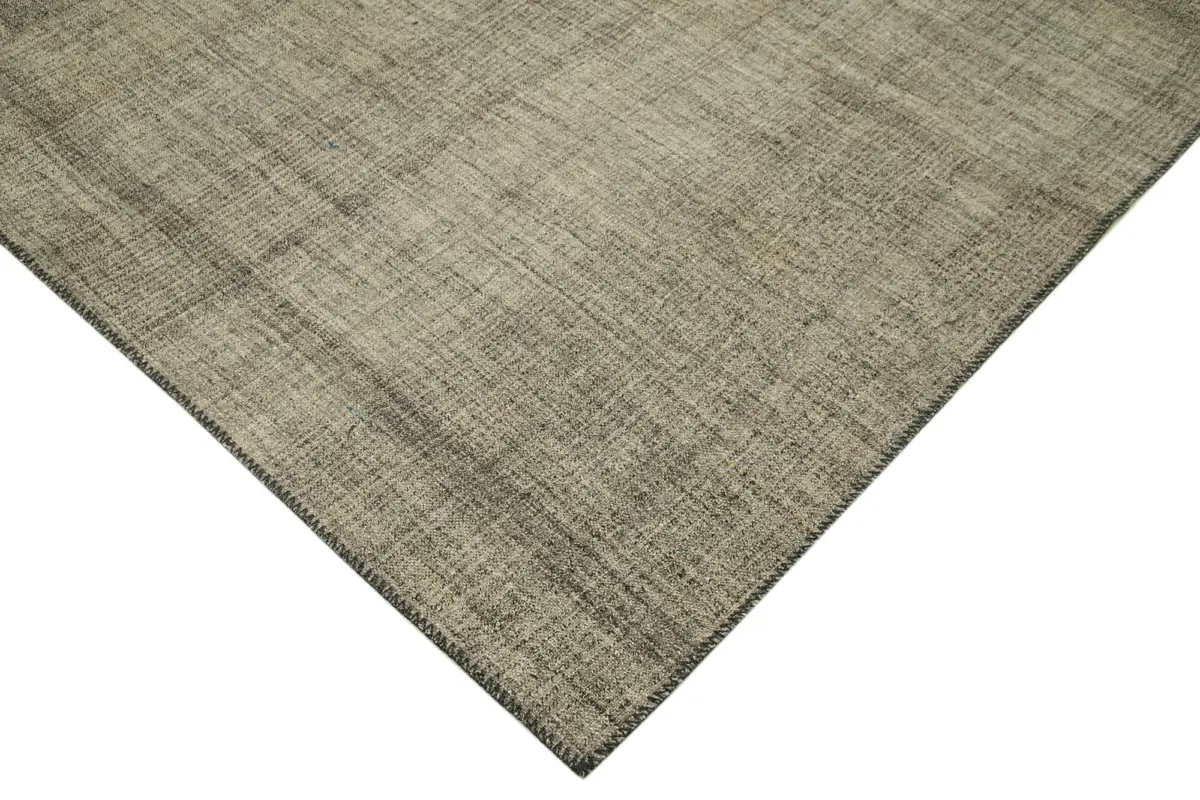 Kıl Çizgili Kahverengi Keçi Kılı İpliğinden El Dokuma Kilim-205x275 - Görsel 4