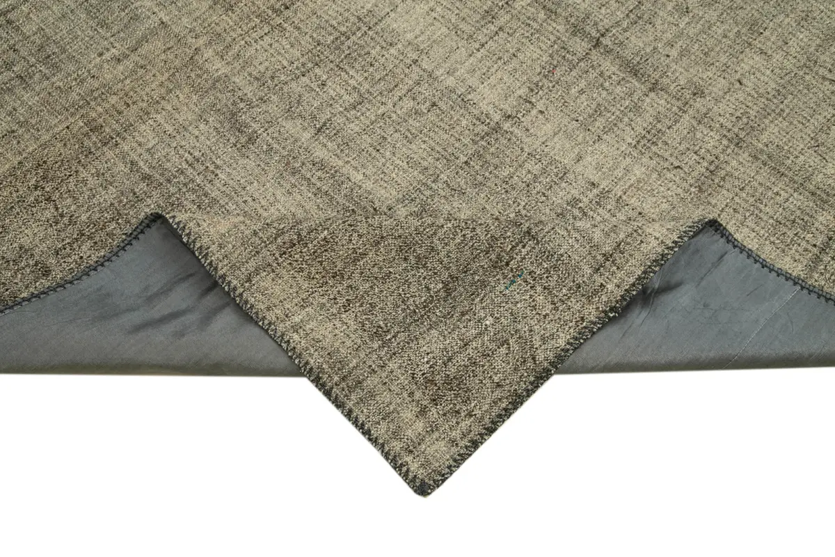 Kıl Çizgili Kahverengi Keçi Kılı İpliğinden El Dokuma Kilim-205x275 - Görsel 6