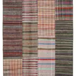Chaput Patchwork Multi Renk Pamuk Üzerine Yün El Dokuma Kilim-264x364