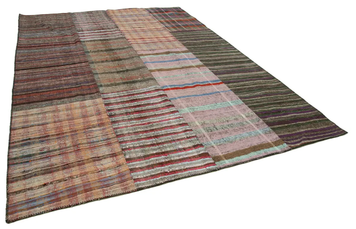Chaput Patchwork Multi Renk Pamuk Üzerine Yün El Dokuma Kilim-264x364 - Görsel 2