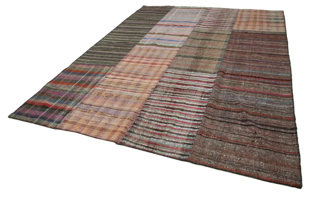 Chaput Patchwork Multi Renk Pamuk Üzerine Yün El Dokuma Kilim-264x364 - Görsel 3