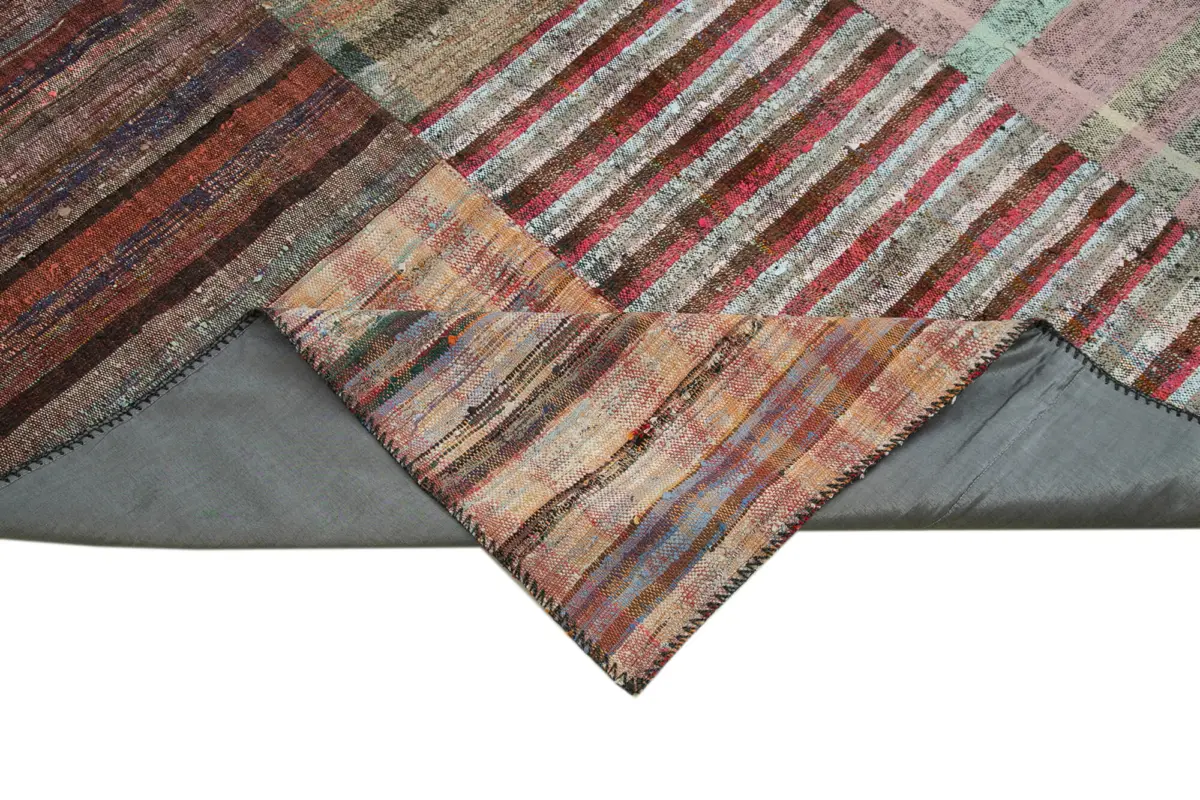 Chaput Patchwork Multi Renk Pamuk Üzerine Yün El Dokuma Kilim-264x364 - Görsel 6