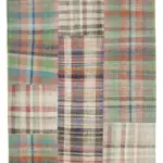Chaput Patchwork Multi Renk Pamuk Üzerine Yün El Dokuma Kilim-248x358