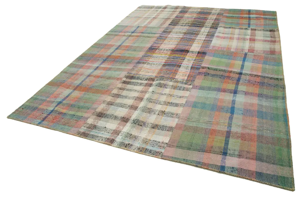 Chaput Patchwork Multi Renk Pamuk Üzerine Yün El Dokuma Kilim-248x358 - Görsel 3