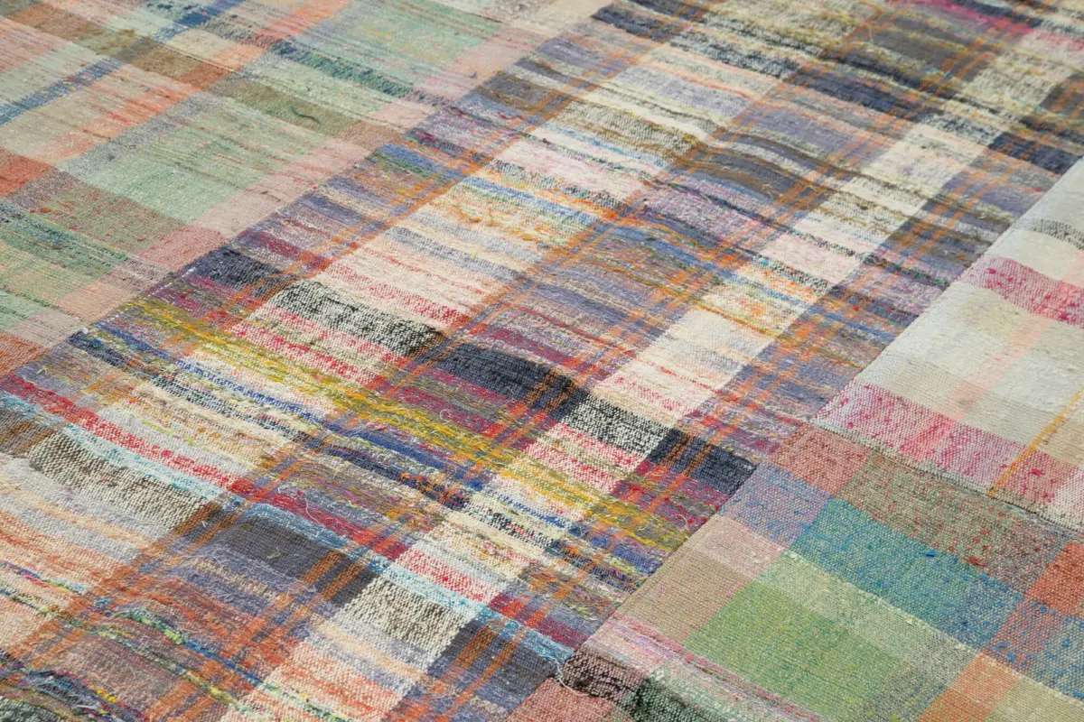 Chaput Patchwork Multi Renk Pamuk Üzerine Yün El Dokuma Kilim-248x358 - Görsel 5