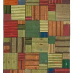 Chaput Patchwork Multi Renk Pamuk Üzerine Yün El Dokuma Kilim-248x351