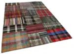 Chaput Patchwork Multi Renk Pamuk Üzerine Yün El Dokuma Kilim-176x248 - Görsel 2