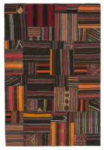 Anadolu Patchwork Multi Renk Pamuk Üzerine Yün El Dokuma Kilim-224x331