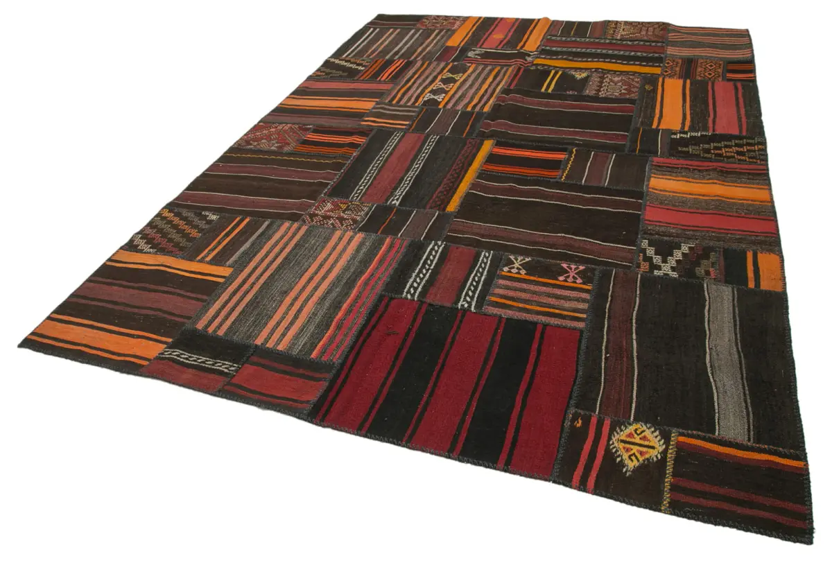 Anadolu Patchwork Multi Renk Pamuk Üzerine Yün El Dokuma Kilim-224x331 - Görsel 3