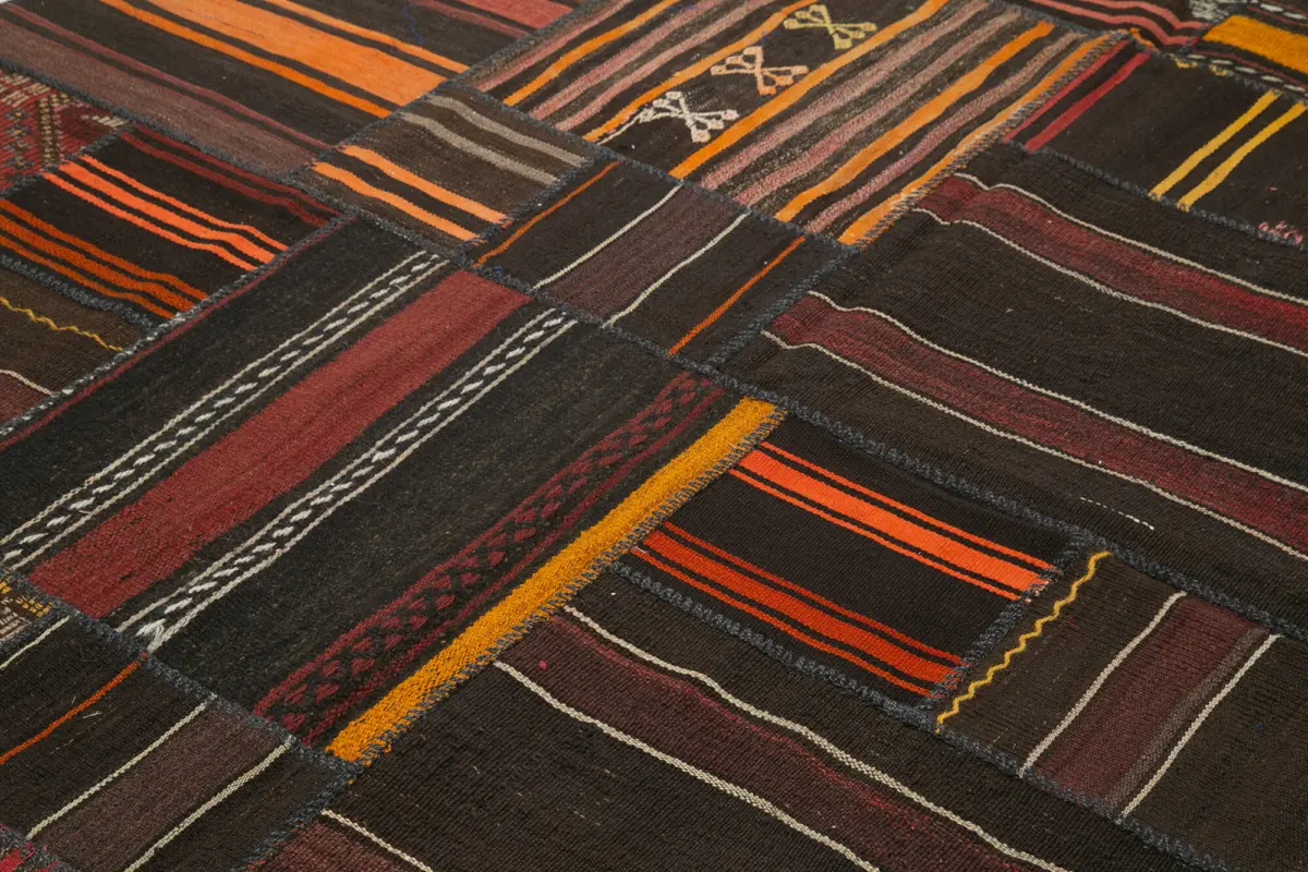 Anadolu Patchwork Multi Renk Pamuk Üzerine Yün El Dokuma Kilim-224x331 - Görsel 5