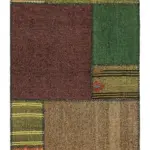 Chaput Patchwork Multi Renk Pamuk Üzerine Yün El Dokuma Kilim-083x221