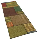 Chaput Patchwork Multi Renk Pamuk Üzerine Yün El Dokuma Kilim-083x221 - Görsel 2