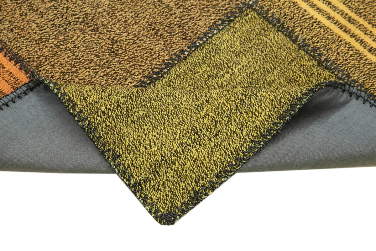 Chaput Patchwork Multi Renk Pamuk Üzerine Yün El Dokuma Kilim-083x221 - Görsel 6