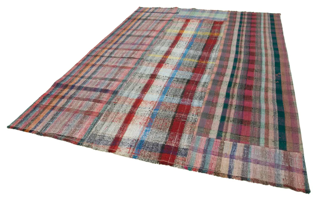 Chaput Patchwork Multi Renk Pamuk Üzerine Yün El Dokuma Kilim-235x320 - Görsel 3