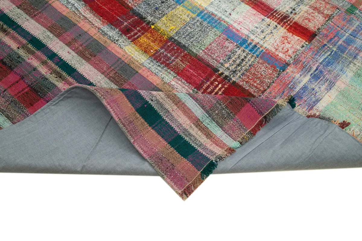 Chaput Patchwork Multi Renk Pamuk Üzerine Yün El Dokuma Kilim-235x320 - Görsel 6