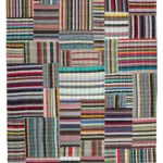 Chaput Patchwork Multi Renk Pamuk Üzerine Yün El Dokuma Kilim-305x402