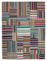Chaput Patchwork Multi Renk Pamuk Üzerine Yün El Dokuma Kilim-305x402