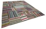 Chaput Patchwork Multi Renk Pamuk Üzerine Yün El Dokuma Kilim-305x402 - Görsel 2
