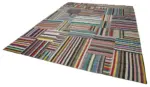 Chaput Patchwork Multi Renk Pamuk Üzerine Yün El Dokuma Kilim-305x402 - Görsel 3