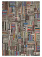 Chaput Patchwork Multi Renk Pamuk Üzerine Yün El Dokuma Kilim-261x378
