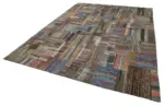 Chaput Patchwork Multi Renk Pamuk Üzerine Yün El Dokuma Kilim-261x378 - Görsel 3