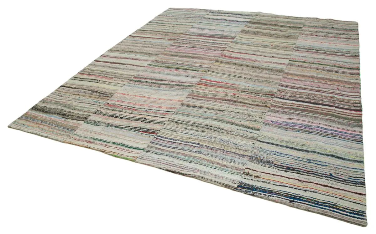 Chaput Patchwork Multi Renk Pamuk Üzerine Yün El Dokuma Kilim-290x343 - Görsel 3