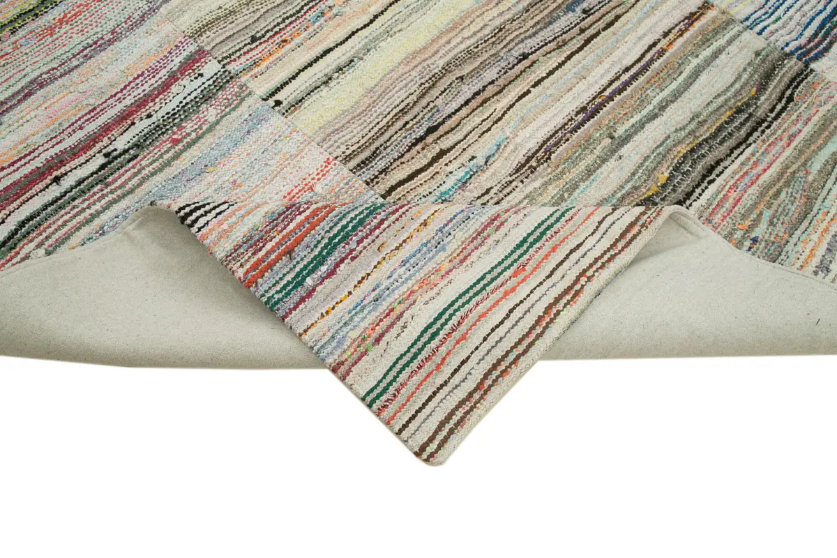 Chaput Patchwork Multi Renk Pamuk Üzerine Yün El Dokuma Kilim-290x343 - Görsel 6
