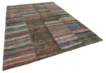 Chaput Patchwork Multi Renk Pamuk Üzerine Yün El Dokuma Kilim-243x357 - Görsel 2
