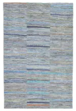 Chaput Patchwork Multi Renk Pamuk Üzerine Yün El Dokuma Kilim-197x300