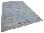 Chaput Patchwork Multi Renk Pamuk Üzerine Yün El Dokuma Kilim-197x300 - Görsel 2