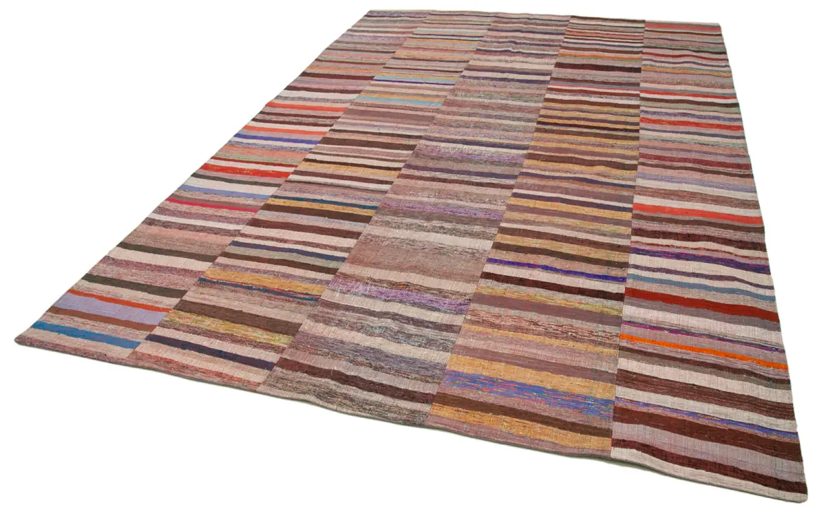 Chaput Patchwork Multi Renk Pamuk Üzerine Yün El Dokuma Kilim-238x362 - Görsel 3