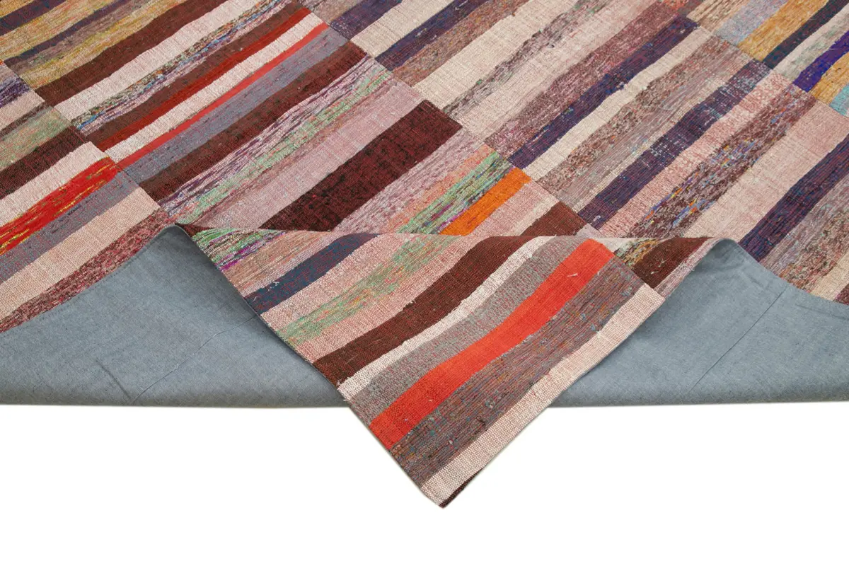 Chaput Patchwork Multi Renk Pamuk Üzerine Yün El Dokuma Kilim-238x362 - Görsel 6