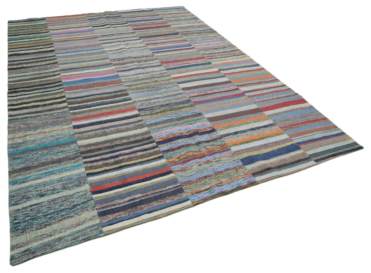 Chaput Patchwork Multi Renk Pamuk Üzerine Yün El Dokuma Kilim-230x320 - Görsel 2