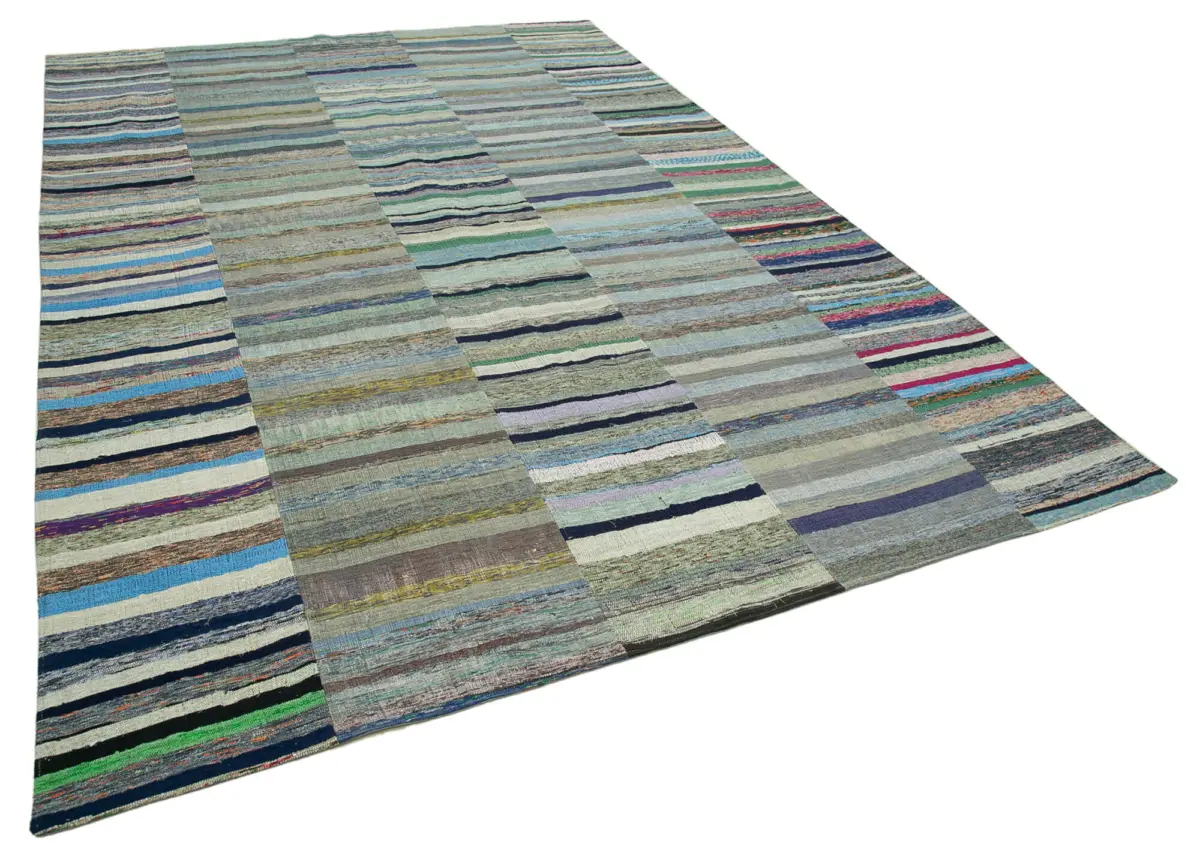 Chaput Patchwork Multi Renk Pamuk Üzerine Yün El Dokuma Kilim-230x342 - Görsel 2