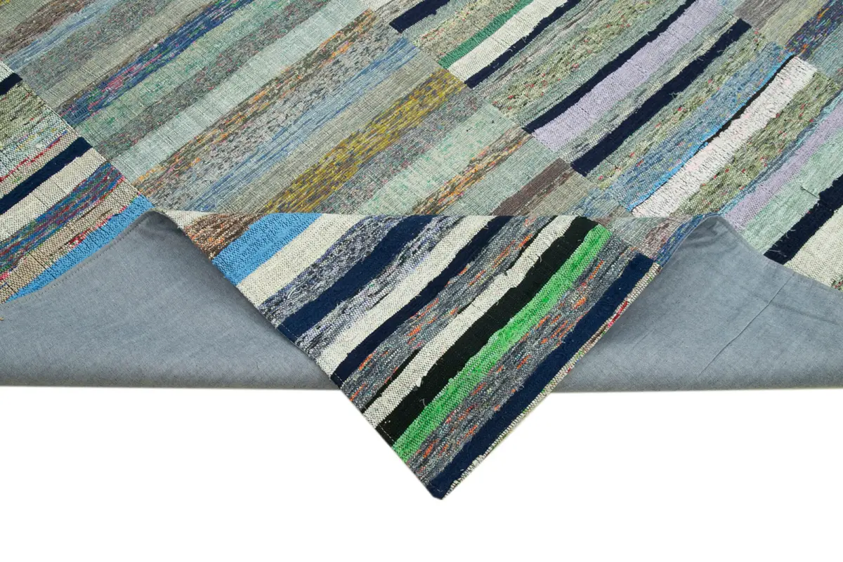 Chaput Patchwork Multi Renk Pamuk Üzerine Yün El Dokuma Kilim-230x342 - Görsel 6
