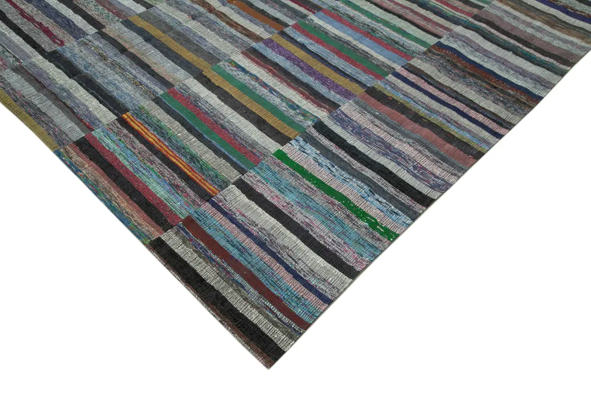 Chaput Patchwork Multi Renk Pamuk Üzerine Yün El Dokuma Kilim-346x466 - Görsel 4