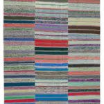 Chaput Patchwork Multi Renk Pamuk Üzerine Yün El Dokuma Kilim-222x341