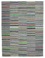 Chaput Patchwork Multi Renk Pamuk Üzerine Yün El Dokuma Kilim-306x418