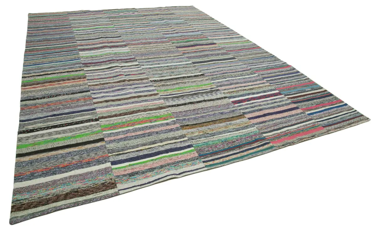Chaput Patchwork Multi Renk Pamuk Üzerine Yün El Dokuma Kilim-306x418 - Görsel 2