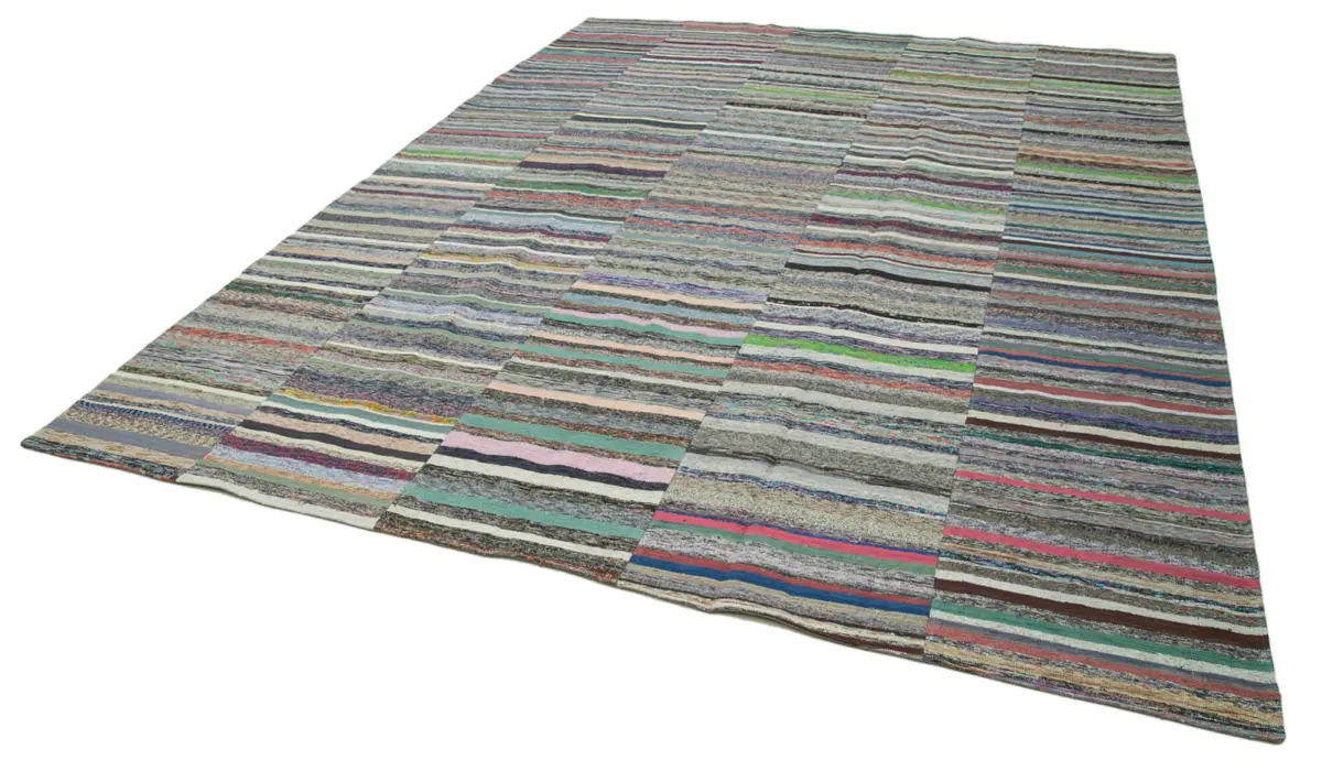 Chaput Patchwork Multi Renk Pamuk Üzerine Yün El Dokuma Kilim-306x418 - Görsel 3