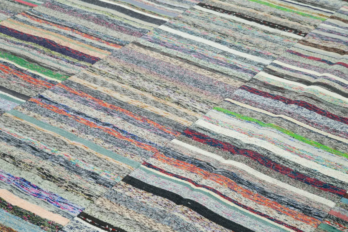 Chaput Patchwork Multi Renk Pamuk Üzerine Yün El Dokuma Kilim-306x418 - Görsel 5