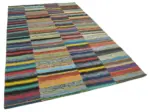 Chaput Patchwork Multi Renk Pamuk Üzerine Yün El Dokuma Kilim-180x292 - Görsel 2