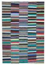 Chaput Patchwork Multi Renk Pamuk Üzerine Yün El Dokuma Kilim-230x343