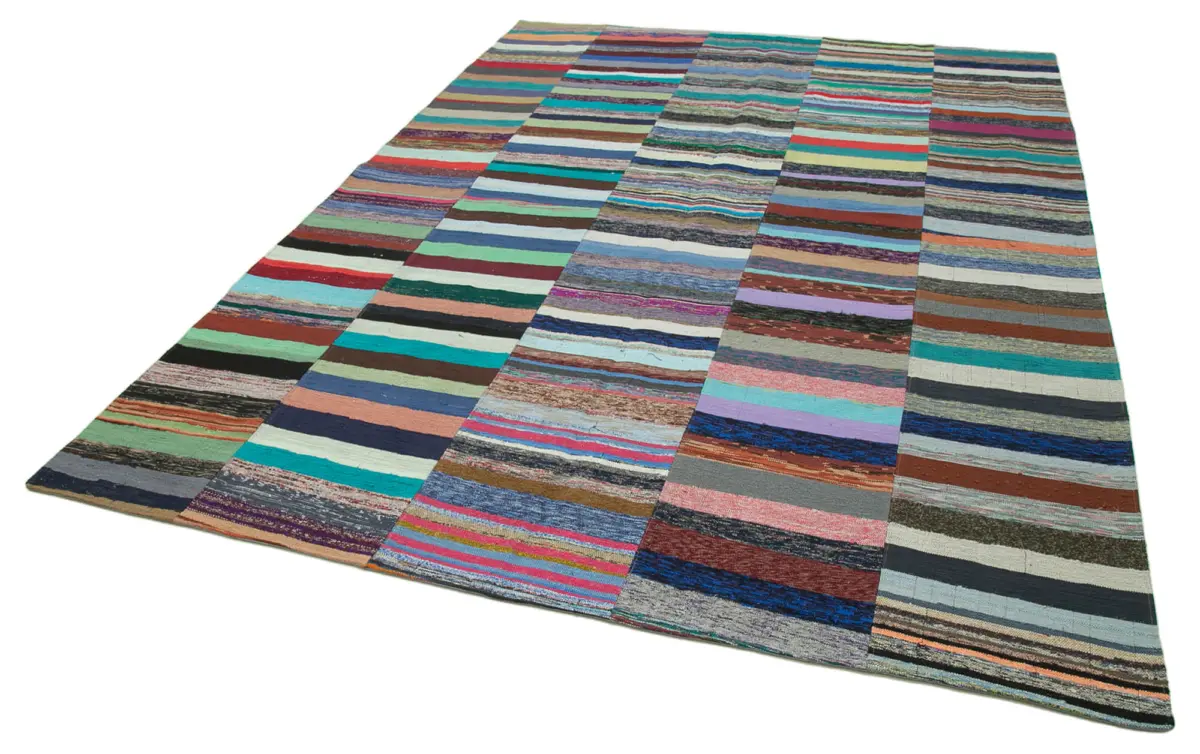 Chaput Patchwork Multi Renk Pamuk Üzerine Yün El Dokuma Kilim-230x343 - Görsel 3