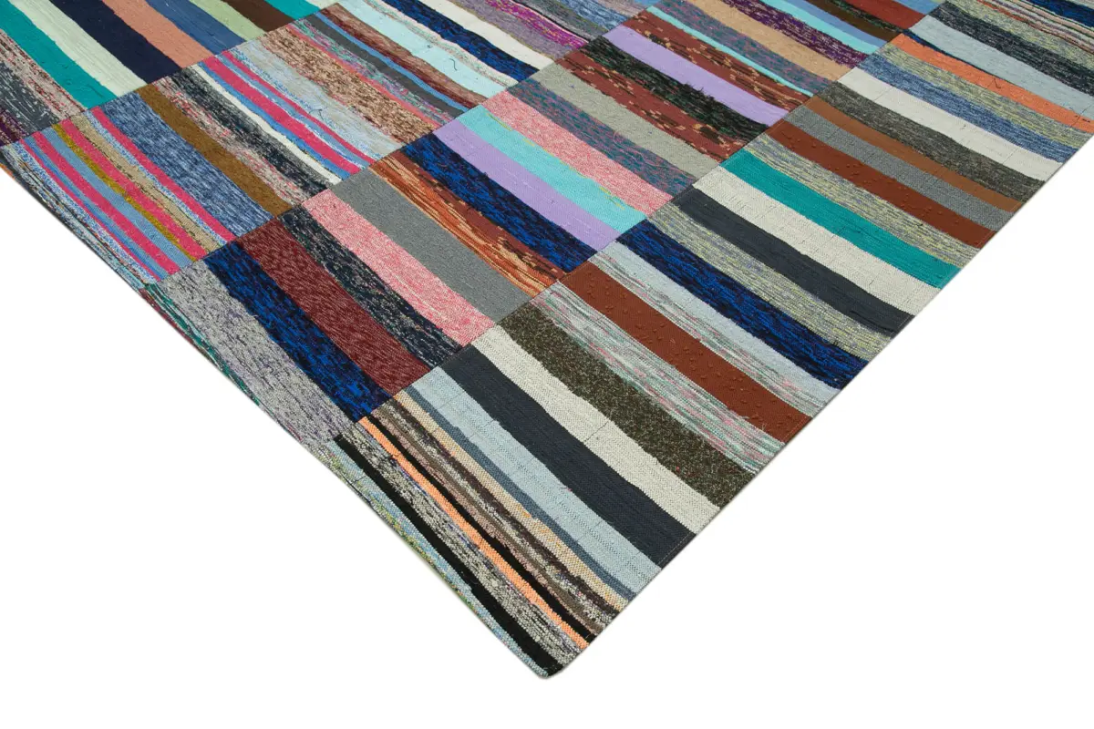 Chaput Patchwork Multi Renk Pamuk Üzerine Yün El Dokuma Kilim-230x343 - Görsel 4