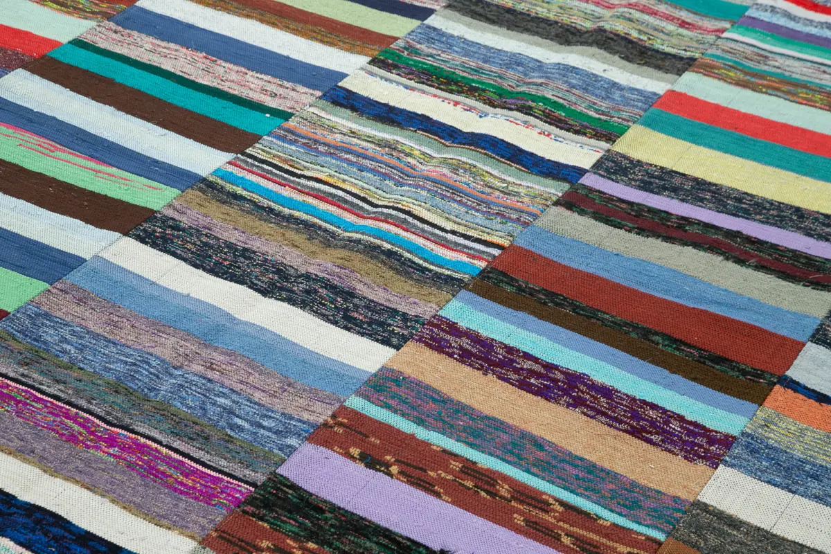 Chaput Patchwork Multi Renk Pamuk Üzerine Yün El Dokuma Kilim-230x343 - Görsel 5