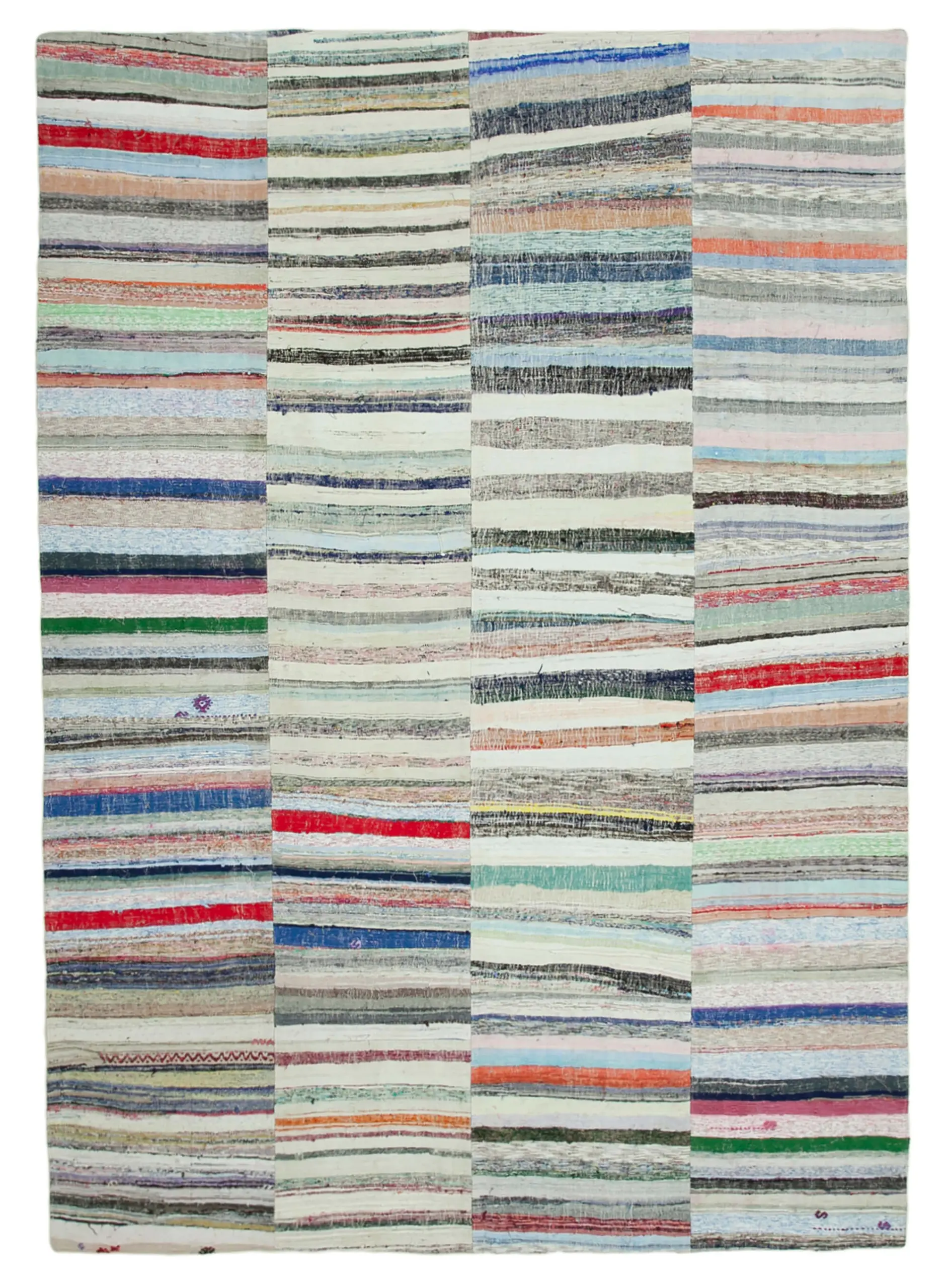 Chaput Patchwork Multi Renk Pamuk Üzerine Yün El Dokuma Kilim-267x382 - Görsel 1