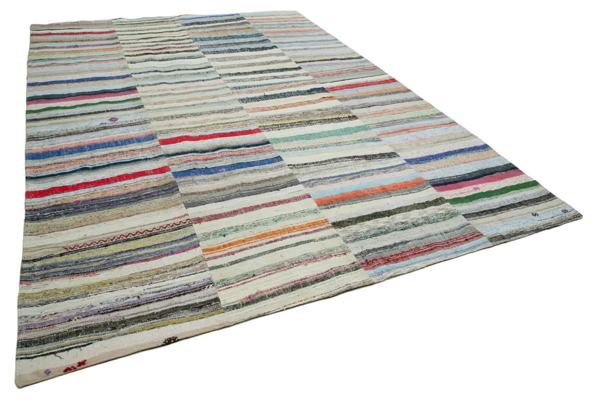 Chaput Patchwork Multi Renk Pamuk Üzerine Yün El Dokuma Kilim-267x382 - Görsel 2