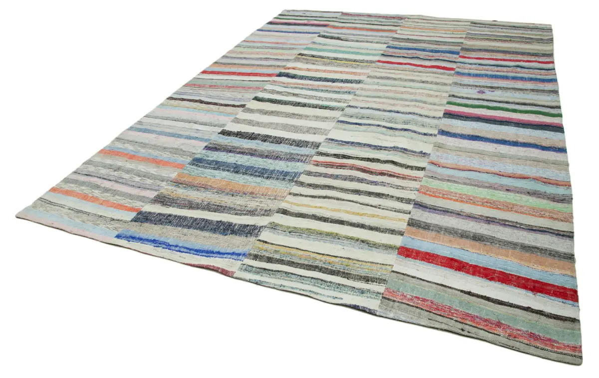Chaput Patchwork Multi Renk Pamuk Üzerine Yün El Dokuma Kilim-267x382 - Görsel 3
