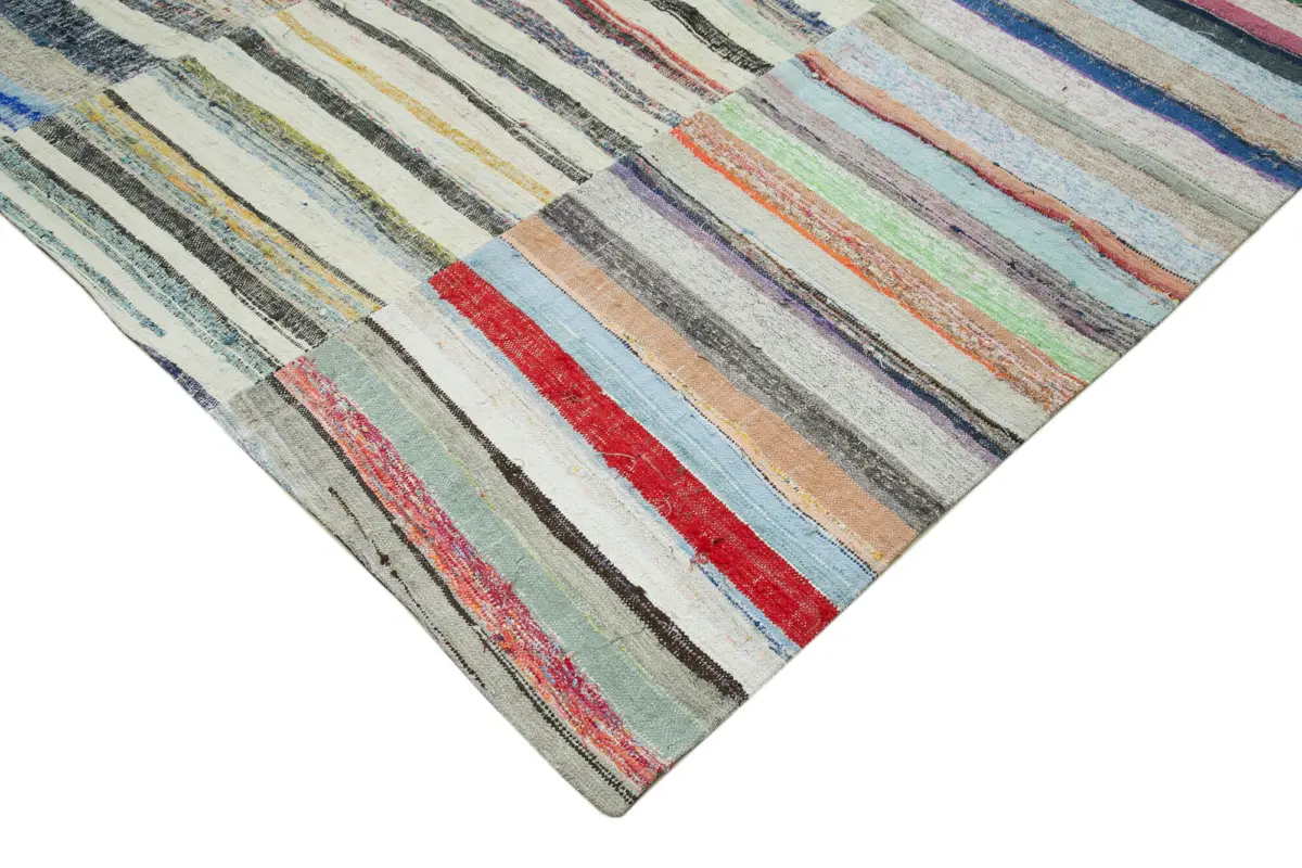 Chaput Patchwork Multi Renk Pamuk Üzerine Yün El Dokuma Kilim-267x382 - Görsel 4